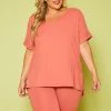 Plus Size V-Neck Tee Shirt & Biker Shorts Set