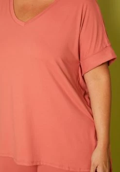 Plus Size V-Neck Tee Shirt & Biker Shorts Set -Asoph Sales Shop 2020548 007 5