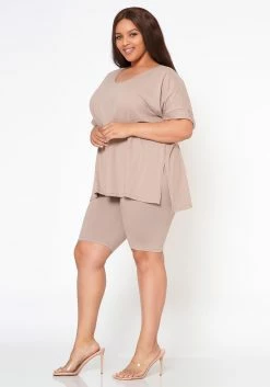 Plus Size V-Neck Tee Shirt & Biker Shorts Set -Asoph Sales Shop 2020548 110 3