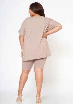 Plus Size V-Neck Tee Shirt & Biker Shorts Set -Asoph Sales Shop 2020548 110 4