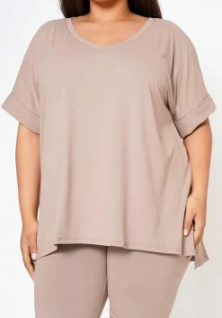 Plus Size V-Neck Tee Shirt & Biker Shorts Set -Asoph Sales Shop 2020548 110 5