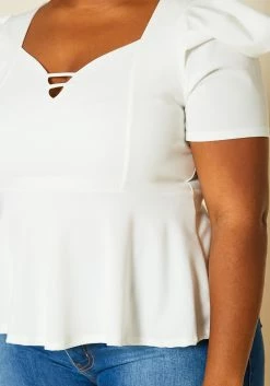 Plus Size Ruffle Sleeve Peplum Top -Asoph Sales Shop 2020559 002 5