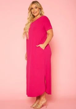 Plus Size V-Neck Slit Maxi Dress 7 Plus Size V-Neck Slit Maxi Dress -Asoph Sales Shop 2020563 006 3