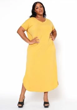 Plus Size V-Neck Slit Maxi Dress -Asoph Sales Shop 2020563 007 1