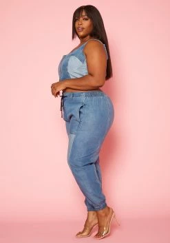 Plus Size Patch Denim Two Piece Set 7 Plus Size Patch Denim Two Piece Set -Asoph Sales Shop 2020570 001 3