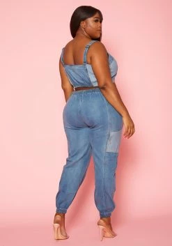 Plus Size Patch Denim Two Piece Set 8 Plus Size Patch Denim Two Piece Set -Asoph Sales Shop 2020570 001 4