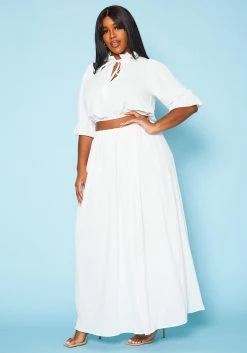 Plus Size Ruffled Mock Neck Crop Top & Maxi Skirt Set 7 Plus Size Ruffled Mock Neck Crop Top & Maxi Skirt Set -Asoph Sales Shop 2020589 002 3