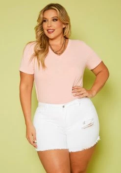 Plus Size Distressed Denim Shorts