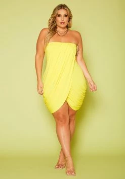 Plus Size Cross Over Tube Dress