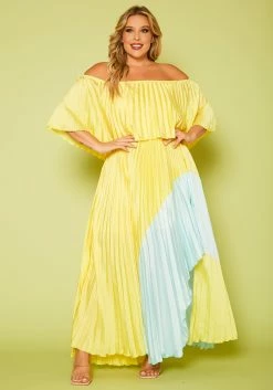 Plus Size Two Tone Pleated Asymmetrical Maxi Dress 8 Plus Size Two Tone Pleated Asymmetrical Maxi Dress -Asoph Sales Shop 2020620 001 3