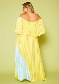 Plus Size Two Tone Pleated Asymmetrical Maxi Dress 11 Plus Size Two Tone Pleated Asymmetrical Maxi Dress -Asoph Sales Shop 2020620 001 6