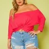 Plus Size Off Shoulder Front Twist Top