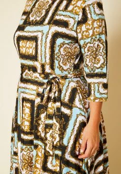 Plus Size Damask Print Fit & Flare Maxi Dress -Asoph Sales Shop 2020624 001 5