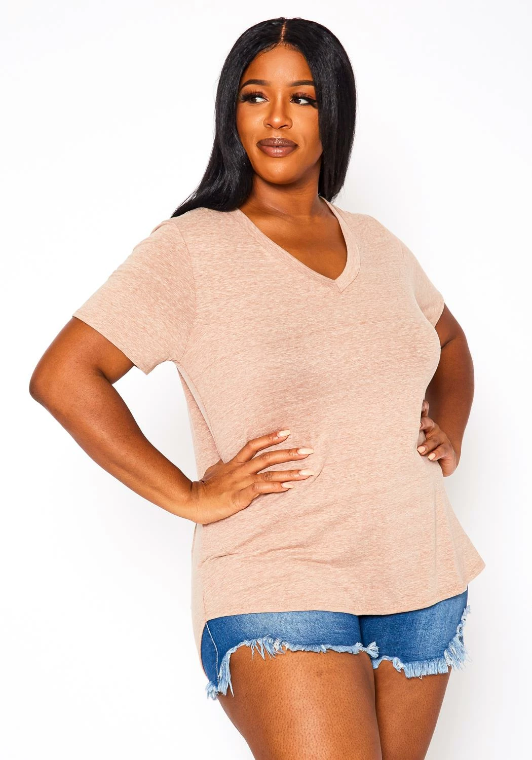Plus Size V-Neck Basic Blouse 2 Plus Size V-Neck Basic Blouse - Image 2