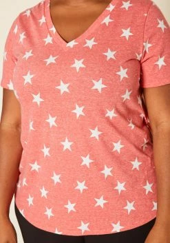 Plus Size V-Neck Star Pattern Shirt -Asoph Sales Shop 2020632 001 4