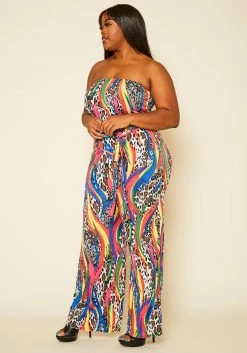 Plus Size Leopard Print Mix Jumpsuit -Asoph Sales Shop 2020644 001 2