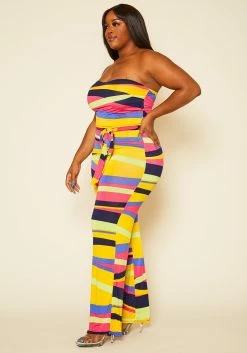 Plus Size Abstract Color Print Mix Jumpsuit -Asoph Sales Shop 2020654 001 2