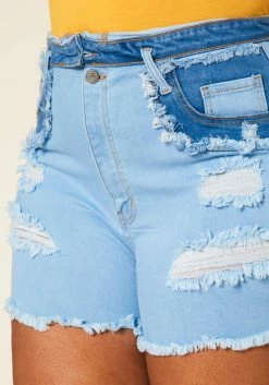 Plus Size High Rise Distressed Denim Shorts -Asoph Sales Shop 2020676 001 4