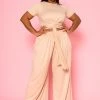 Plus Size Tie Front Crop Top & Wide Flare Pants Set