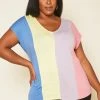 Plus Size Color Block V Neck Shirt