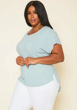 Plus Size Ribbed Dolman Sleeve Top -Asoph Sales Shop 2020696 001 2