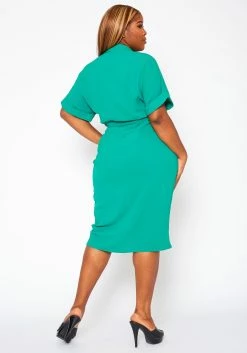 Plus Size High Low Ruched Collar Dress -Asoph Sales Shop 2020702 003 4