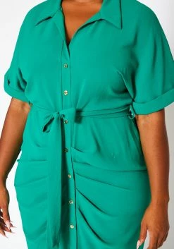 Plus Size High Low Ruched Collar Dress -Asoph Sales Shop 2020702 003 5