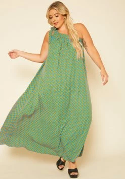 Plus Size One Shoulder Greek Maxi Dress
