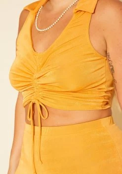 Plus Size Open Collar Crop Top & Flare Pants Set -Asoph Sales Shop 2020721 002 4