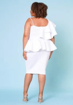 Plus Size Ruffle One Sleeve Peplum Dress -Asoph Sales Shop 2020755 004 3