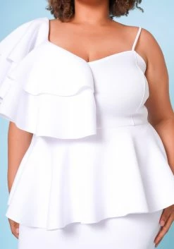 Plus Size Ruffle One Sleeve Peplum Dress -Asoph Sales Shop 2020755 004 4