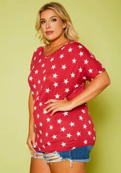Plus Size Relaxed Fit Star Print Top -Asoph Sales Shop 2020761 002 3