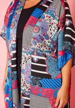 Plus Size Abstract Print Slit Kimono Cardigan 11 Plus Size Abstract Print Slit Kimono Cardigan -Asoph Sales Shop 2020768 001 6