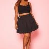 Plus Size Flare Pleated Mini Skirt