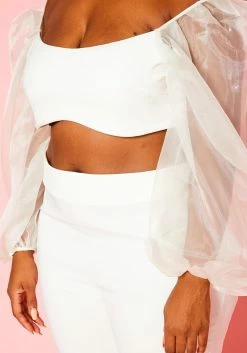 Plus Size Balloon Sleeve Crop Top And Pants Set -Asoph Sales Shop 2020811 002 5