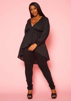 Plus Size High-Low Lantern Sleeve Blouse -Asoph Sales Shop 2020823 001 3
