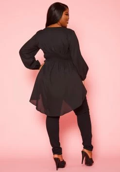 Plus Size High-Low Lantern Sleeve Blouse -Asoph Sales Shop 2020823 001 5