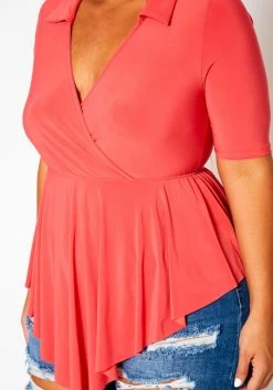Plus Size Surplice Peplum Top -Asoph Sales Shop 2020847 001 5