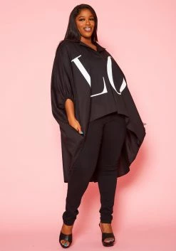 Plus Size High-Low LOVE Graphic Top