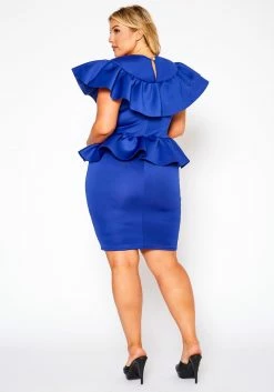 Plus Size Occasion Ruffle Peplum Midi Dress -Asoph Sales Shop 2020858 005 5