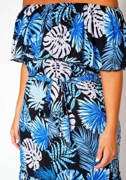 Plus Size Off Shoulder Leaf Print Tiered Dress -Asoph Sales Shop 2020872 001 5