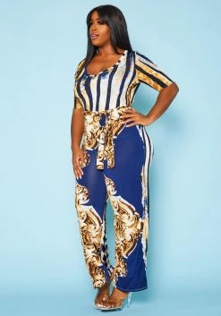 Plus Size Abstract Brocade Jumpsuit -Asoph Sales Shop 2020881 001 3