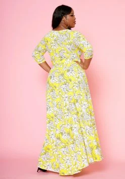 Plus Size Fit & Flare Floral Print Belted Maxi Dress -Asoph Sales Shop 2020893 003 3