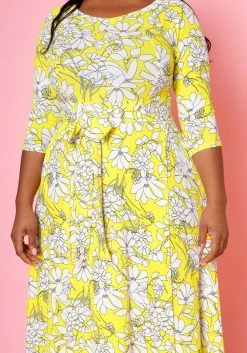 Plus Size Fit & Flare Floral Print Belted Maxi Dress -Asoph Sales Shop 2020893 003 6