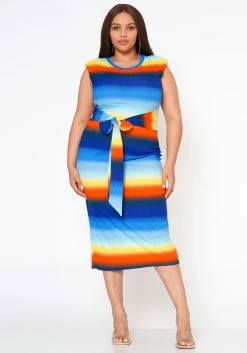 Plus Size Gradient Bodycon Midi Dress