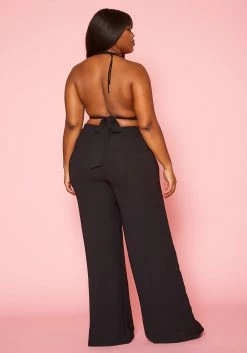 Plus Size Halter Crop Top & Duster Three Piece Set -Asoph Sales Shop 2020899 001 3
