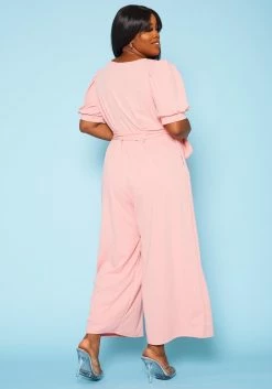 Plus Size Surplice Wide Leg Jumpsuit -Asoph Sales Shop 2020902 002 4