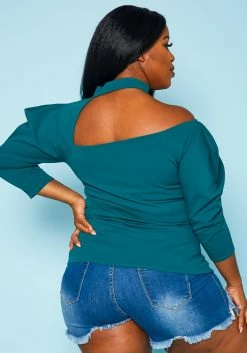 Plus Size Choker Neck Long Sleeve Top -Asoph Sales Shop 2020920 003 4