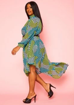 Plus Size Multi Striped Asymmetric Maxi Dress -Asoph Sales Shop 2020934 001 3