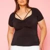 Plus Size Ruched Strappy Front Top